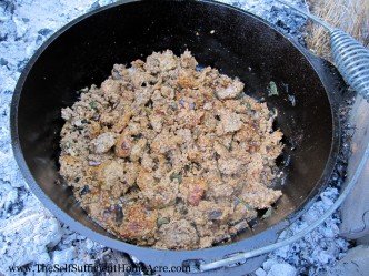 Mmmmm, love the smell of meat browning over a wood fire!