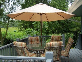 Our weather has been perfect for sitting on the deck, enjoying our new market umbrella!