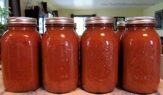 Applesauce cooling on the counter.
