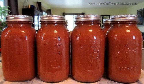 Applesauce cooling on the counter.